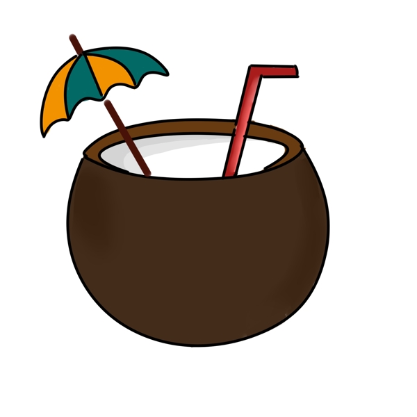 食物水果椰子小伞