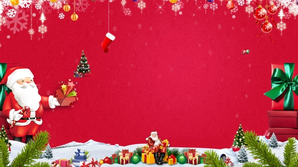 红色大气圣诞宣传海报背景