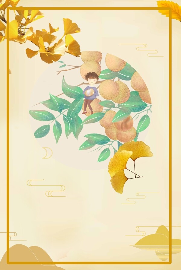 彩色銀杏植物裝飾背景