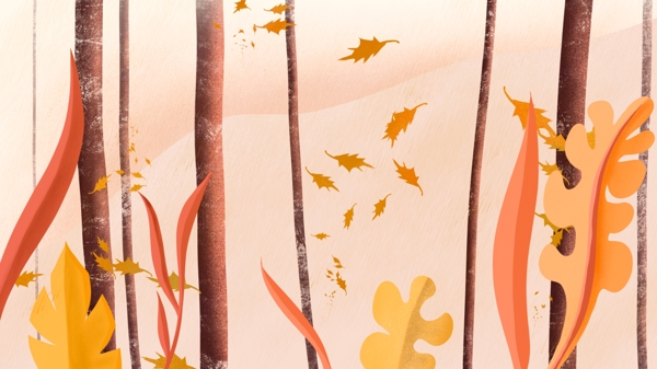 秋季树林落叶背景素材