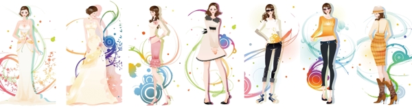 時(shí)尚女孩花紋背景圖片