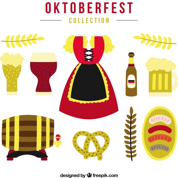 传统的德国啤酒节服装与元素