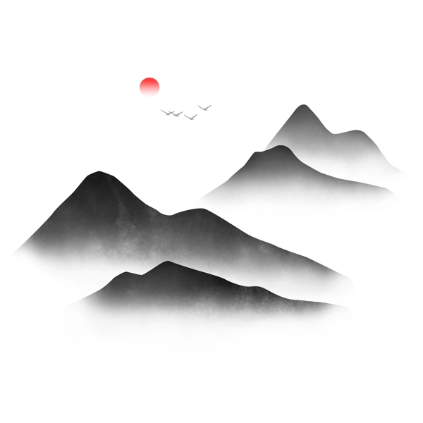 黑色簡約風(fēng)精品水墨山可商用