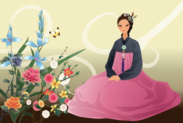 印花矢量圖時(shí)尚休閑女裝抽象免費(fèi)素材