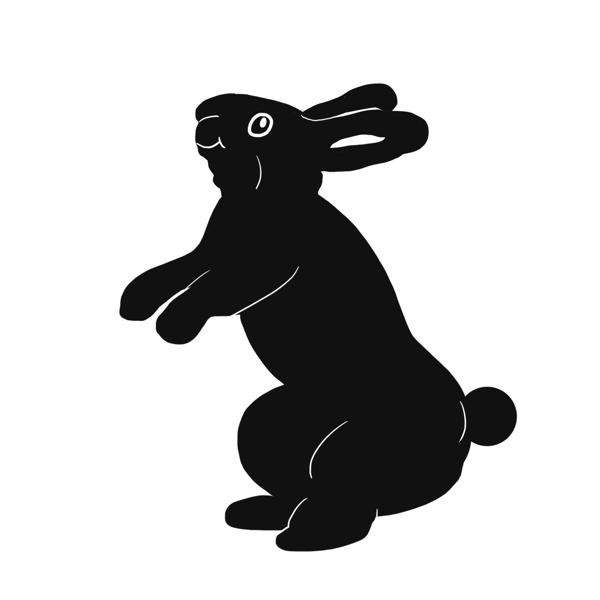 黑色剪影兔子