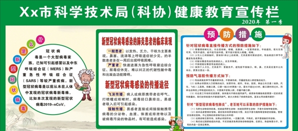 防控新型冠狀病毒健康教育宣傳欄