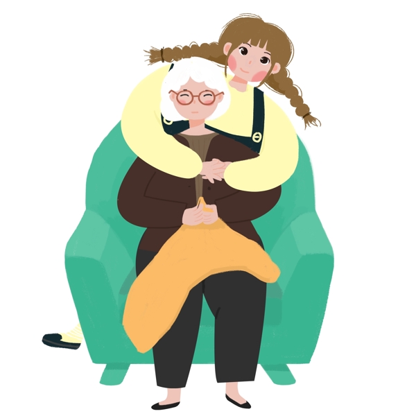 感恩节抱着沙发上的奶奶人物设计