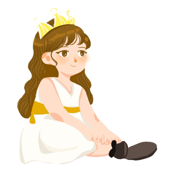 卡通可爱坐在地上的小公主