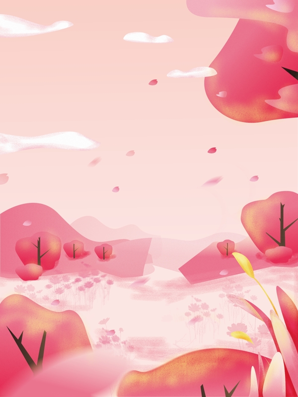 粉色春季树林背景设计