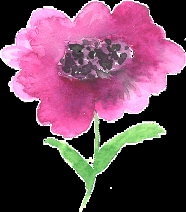 紫邊花蕾卡通透明素材