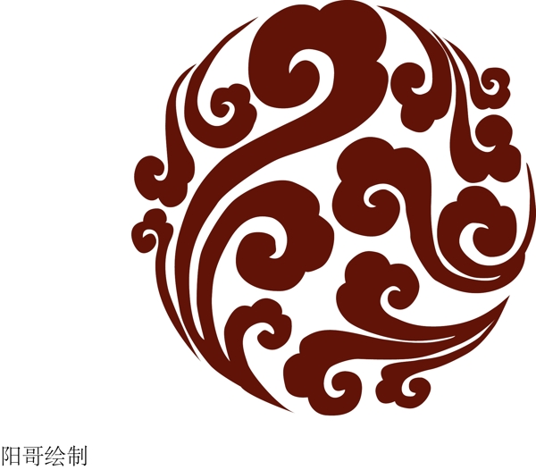 圓形云紋矢量圖