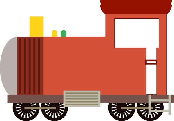 橙色复古火车插画