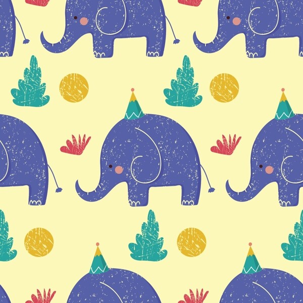 大象儿童涂鸦平铺背景图