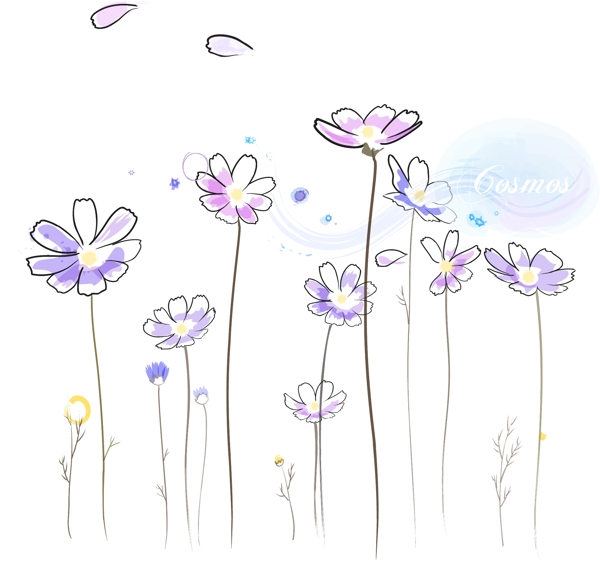 藍色花朵EPS