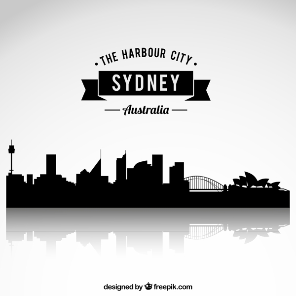 创意悉尼城市剪影矢量素材