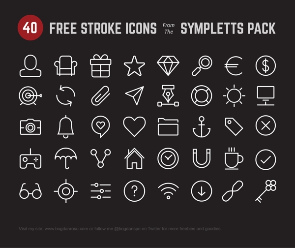 40sympletts中風(fēng)簡約圖標(biāo)矢量包