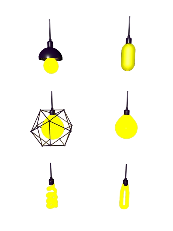 3D立体创意灯泡C4D台灯顶灯素材