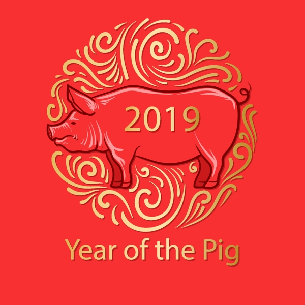 中国新年装饰猪元素
