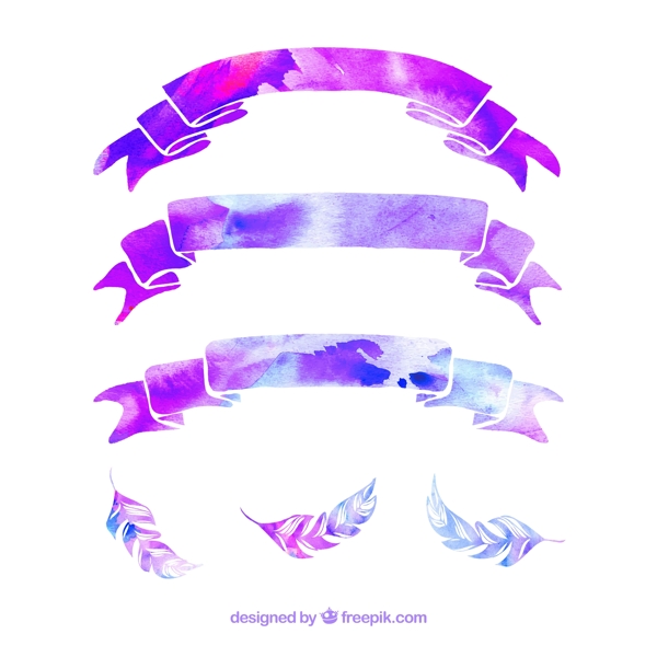 紫色水彩丝带