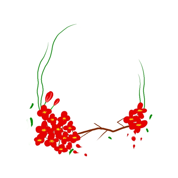 红色的海棠花边框