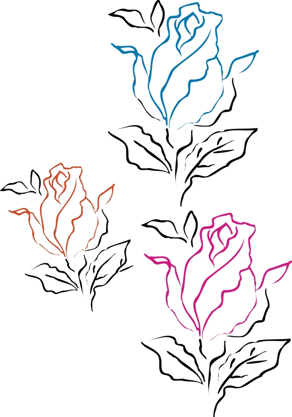 印花矢量圖優(yōu)雅植物抽象花卉玫瑰花色彩免費(fèi)素材