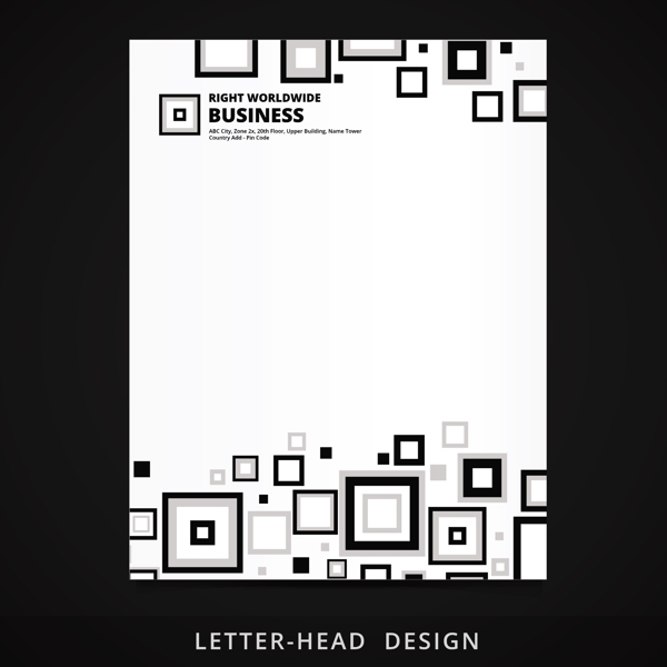 方形元素信纸设计