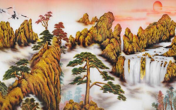 中式山峰装饰背景墙