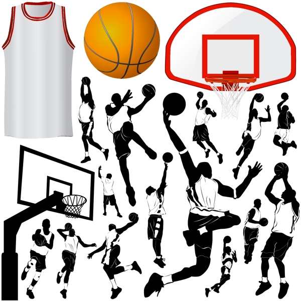 篮球运动元素主题矢量素材