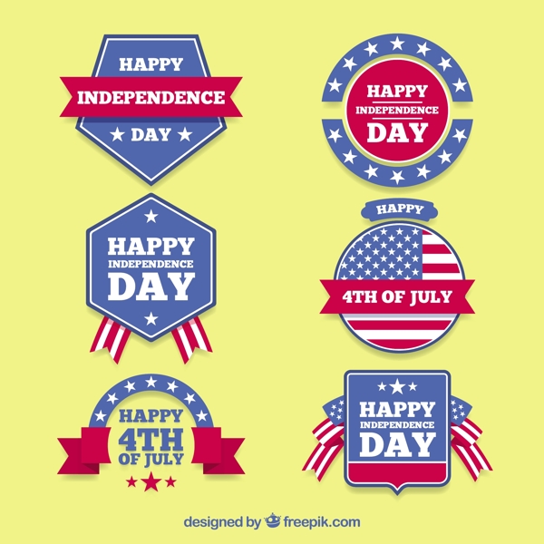 六个美国独立日标签图标