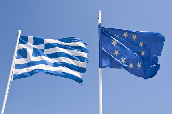 希腊和欧盟旗帜