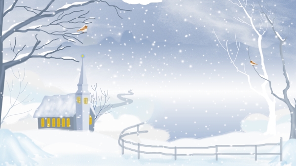 立冬唯美雪景背景設(shè)計(jì)