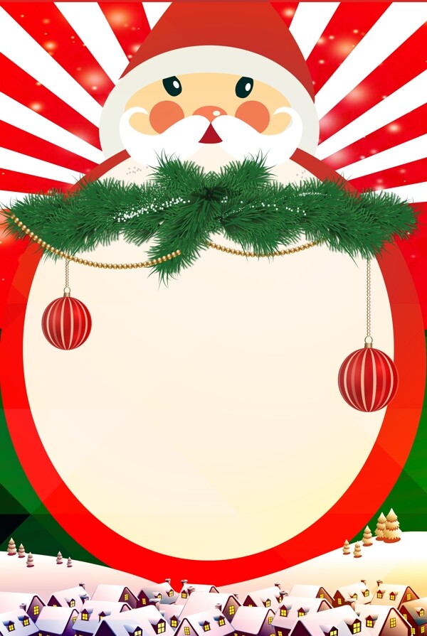 圣诞老人扁平手绘圣诞节广告背景图