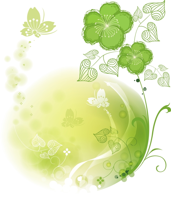 绿色辉光的蝴蝶花的背景