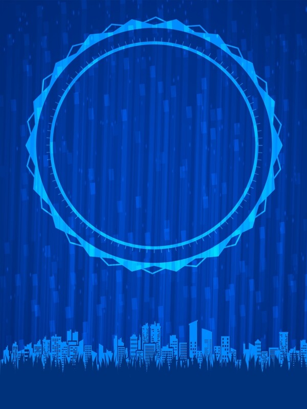 深蓝色城市幻影圆环背景素材