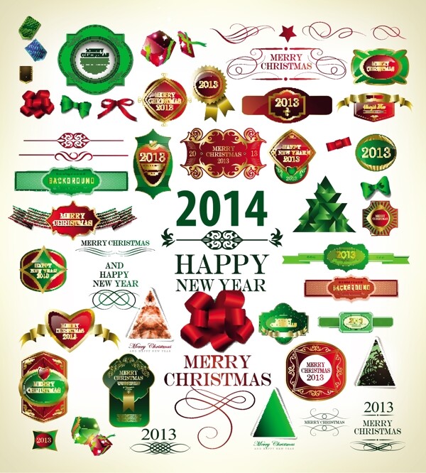 2014圣诞节的标签和装饰创意矢量03