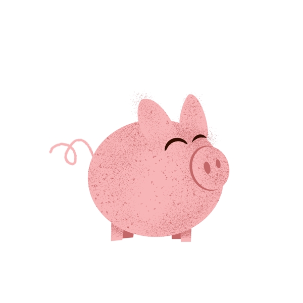 卡通粉红小猪复古设计