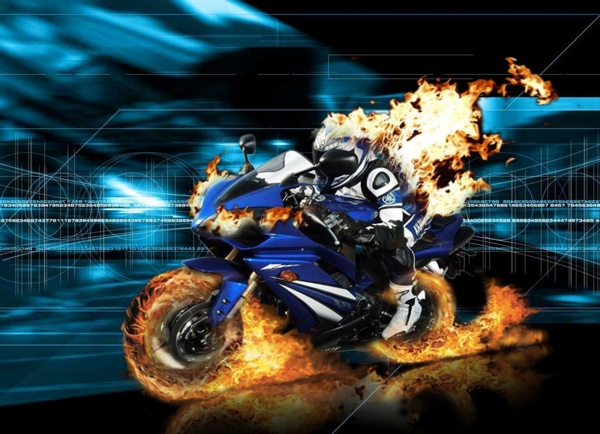 摩托車與火焰