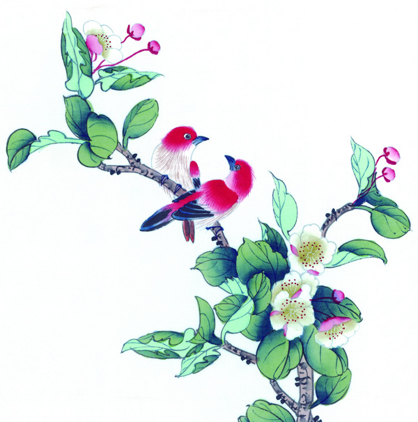 中國風(fēng)花小鳥喜鵲牡丹桃花芍藥中華藝術(shù)繪畫