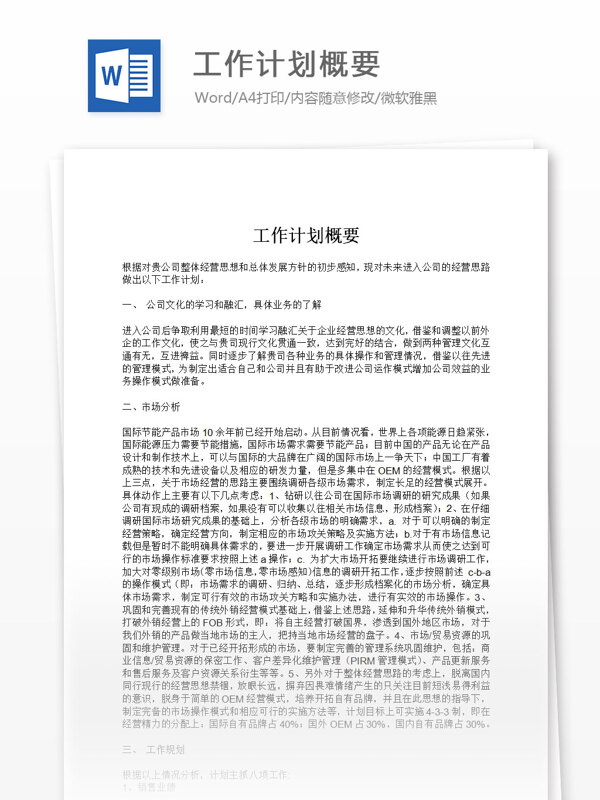 工作計劃概要