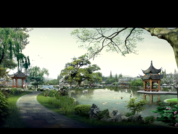 中式園林亭閣圖片