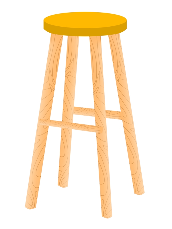 黄色的圆凳椅子插画