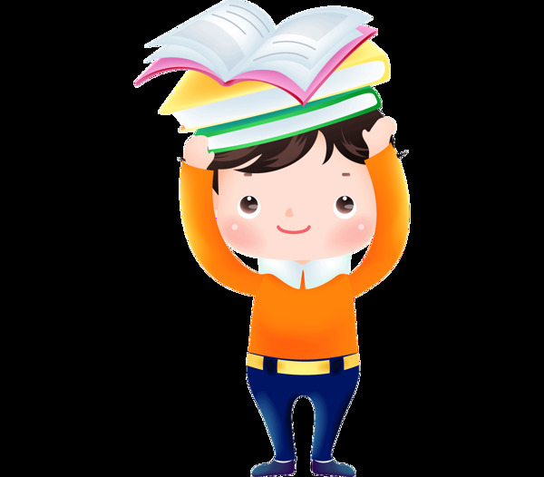 男孩拿書png元素