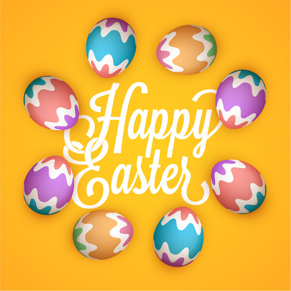 复活节背景与五颜六色的装饰鸡蛋