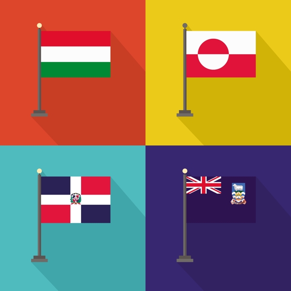 匈牙利格陵兰多明尼加共和国和福克兰群岛旗帜