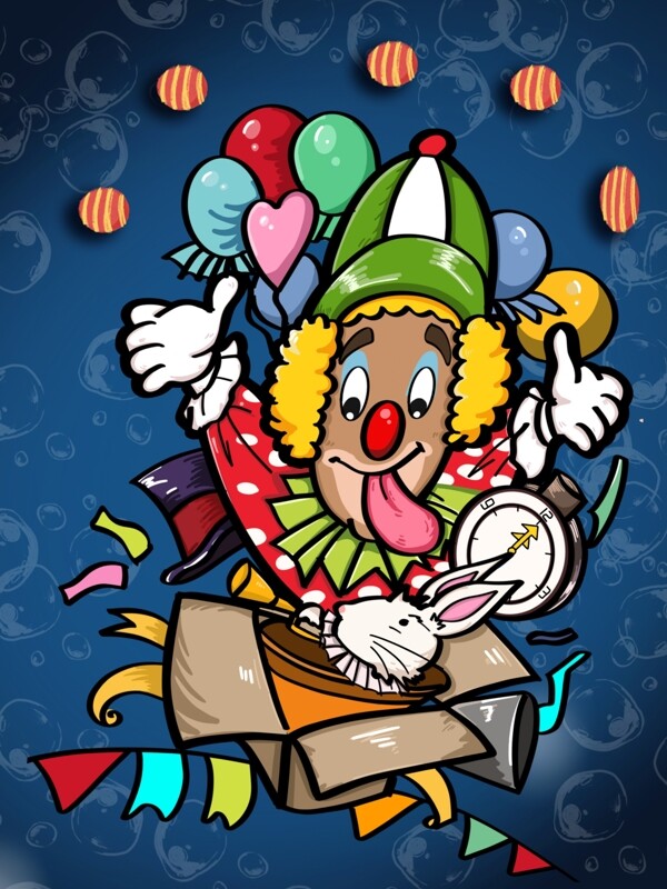 4.1愚人节搞笑欢乐小丑插画