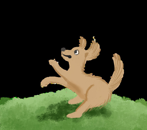 土色草地上的小狗免抠图