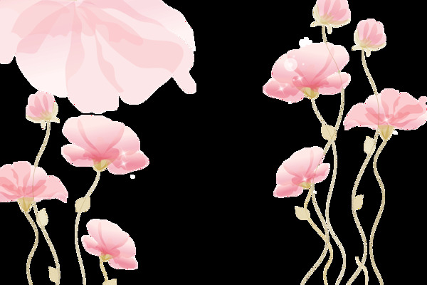 浪漫粉色花朵png元素素材