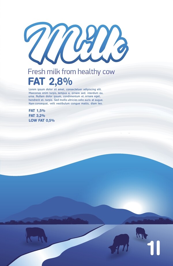 创意牛奶广告海报矢量图02