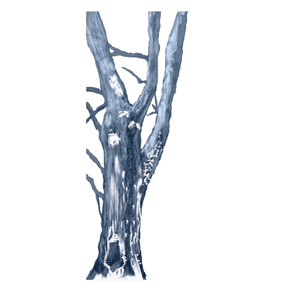 水彩树木卡通透明素材