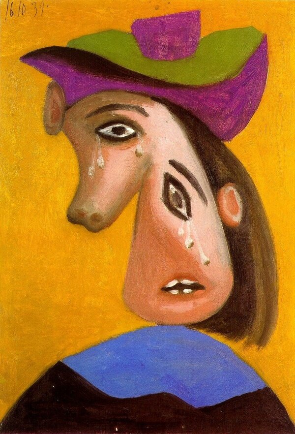 1939T鍧眅defemmeenpleurs西班牙画家巴勃罗毕加索抽象油画人物人体油画装饰画
